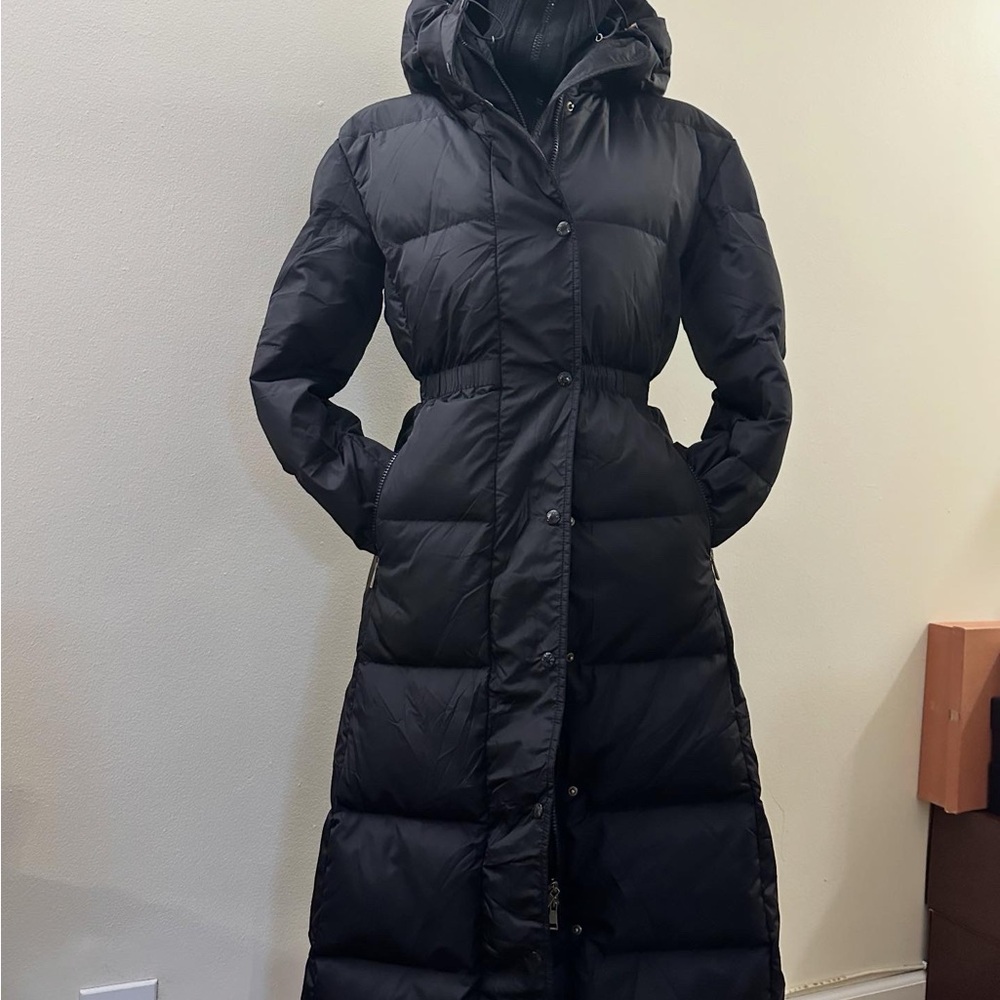 Black Long Puffer Coat with Hood